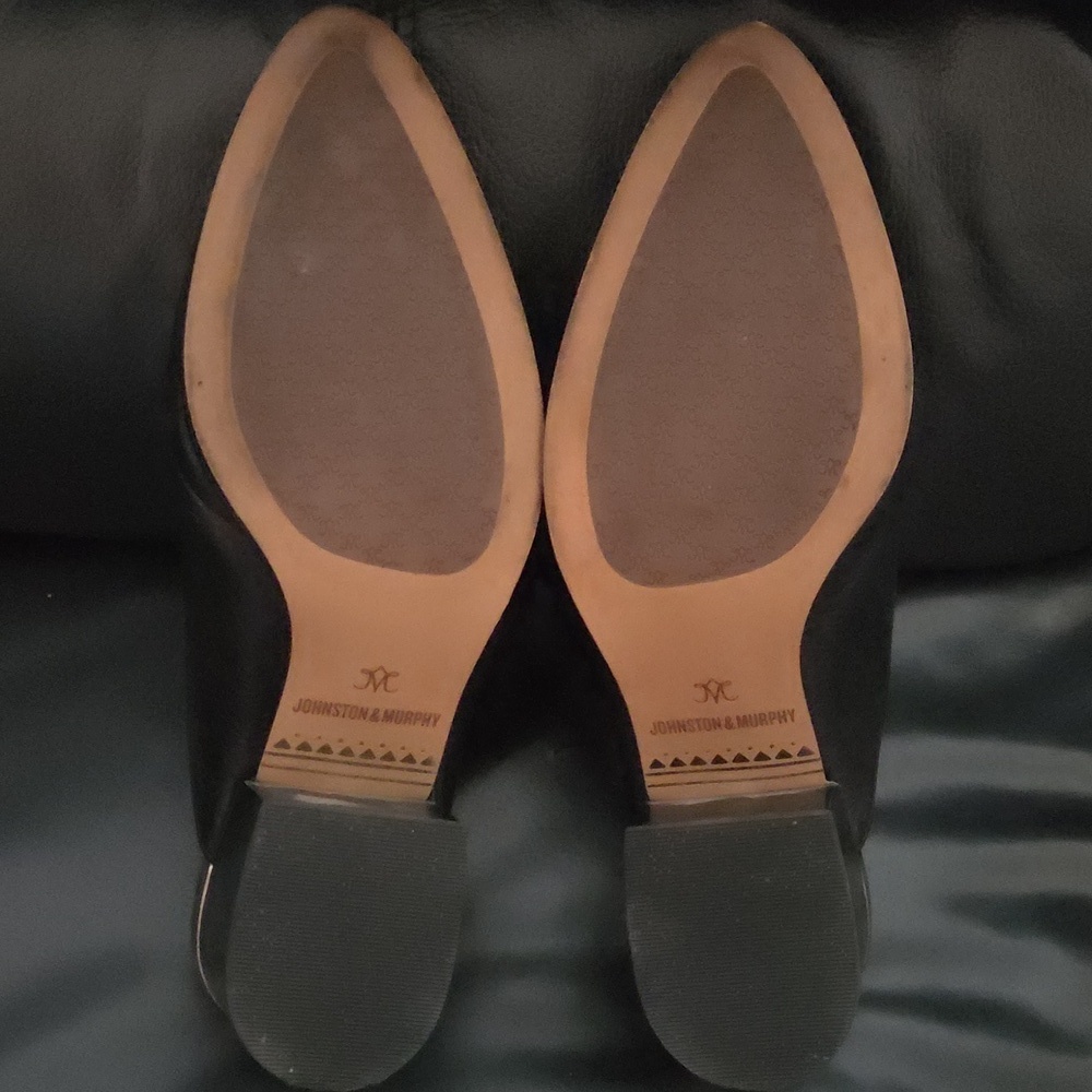 Johnston & Murphy Black 100% Leather Mules Slip On Block Heel 2.5 Shoe SZ 7.5 US - Picture 10 of 11
